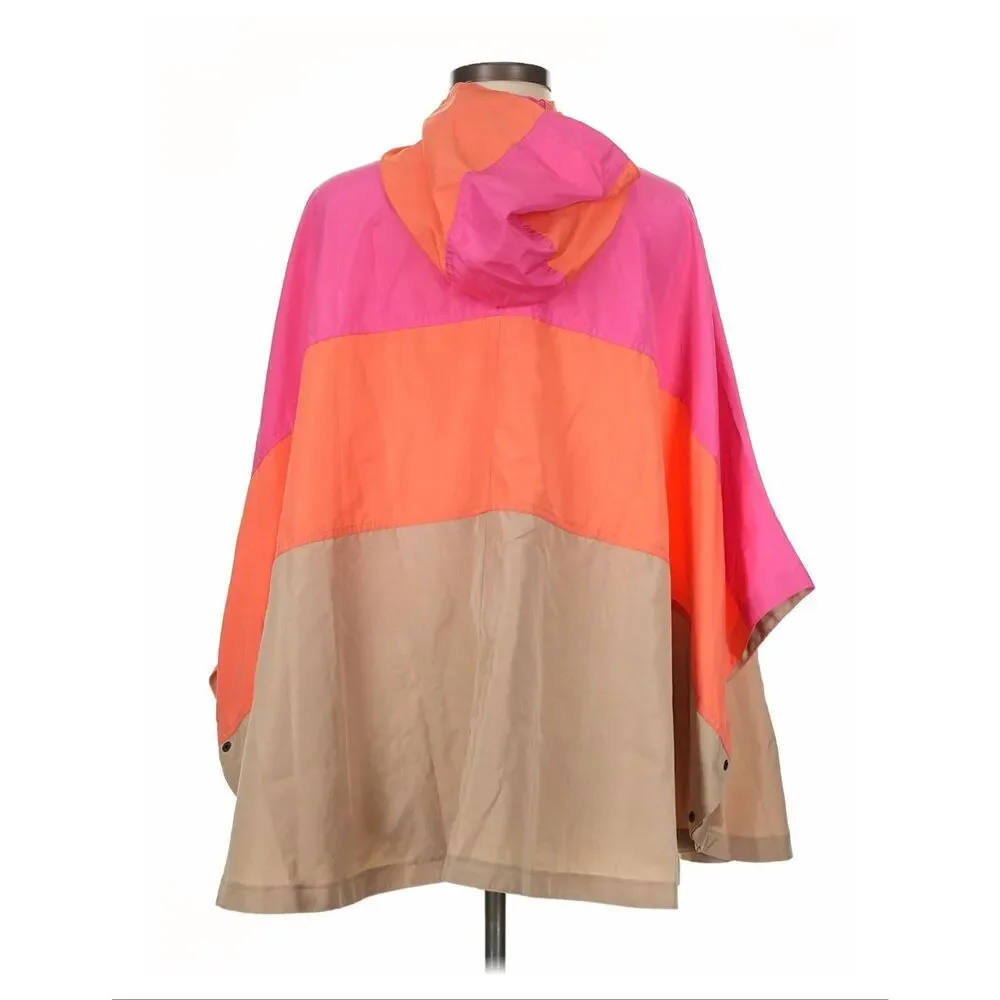 Rare and Vintage Bagatelle Pink and Orange Color Block Poncho